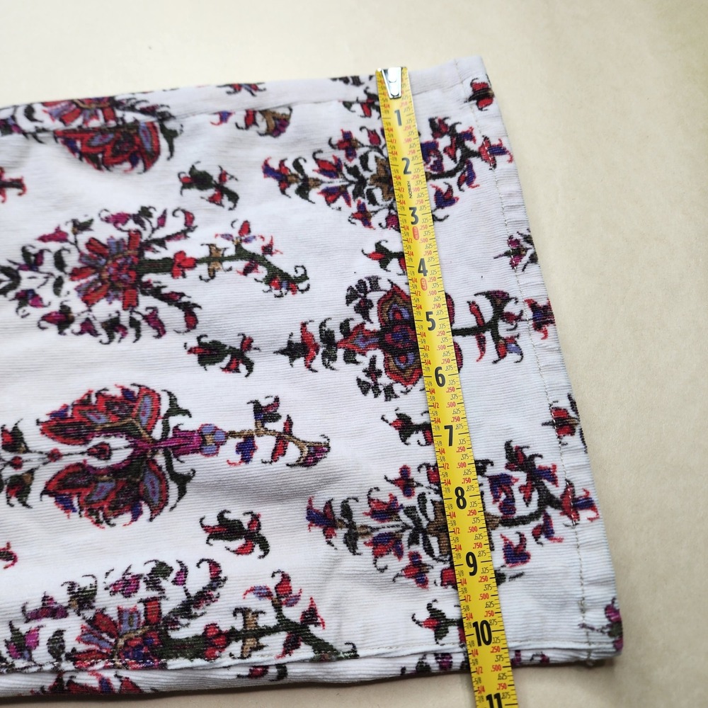 Pilcro and the Letterpress High Rise Bootcut Corduroy Floral Pants Cream Size 29 - Picture 10 of 10